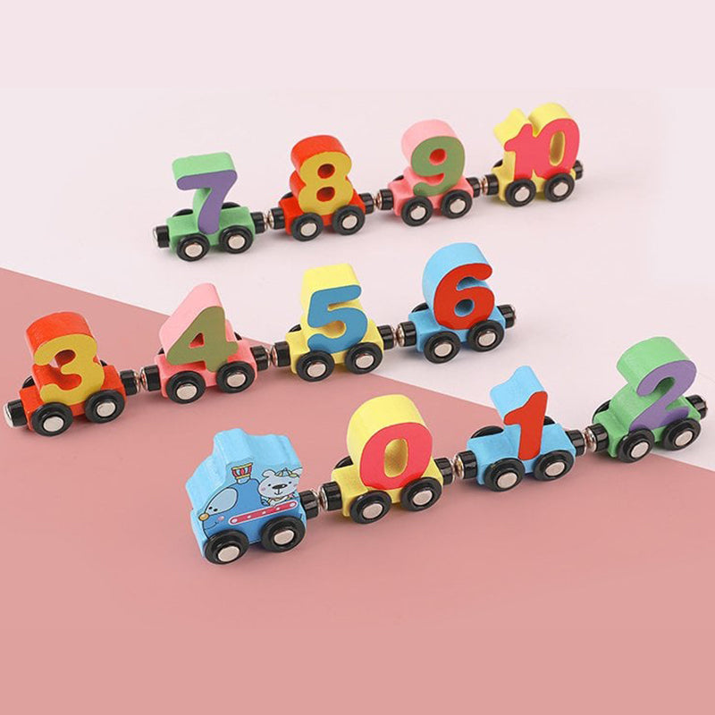 Wooden digital train toy - 12 pieces