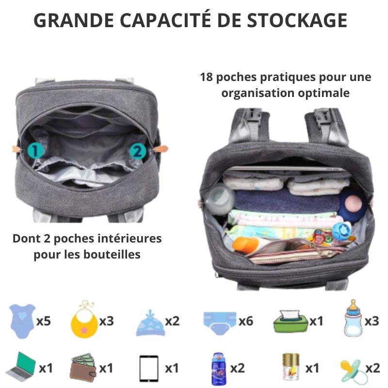 Large capacity Diaper Bag with detachable pacifier case 