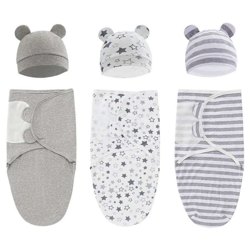 Cotton Swaddle Blanket with Bonnet