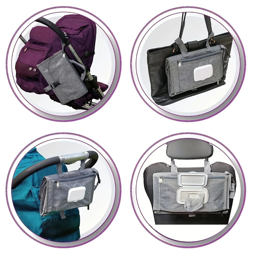 Tragbare Wickelauflage mit Tasche für Feuchttücher