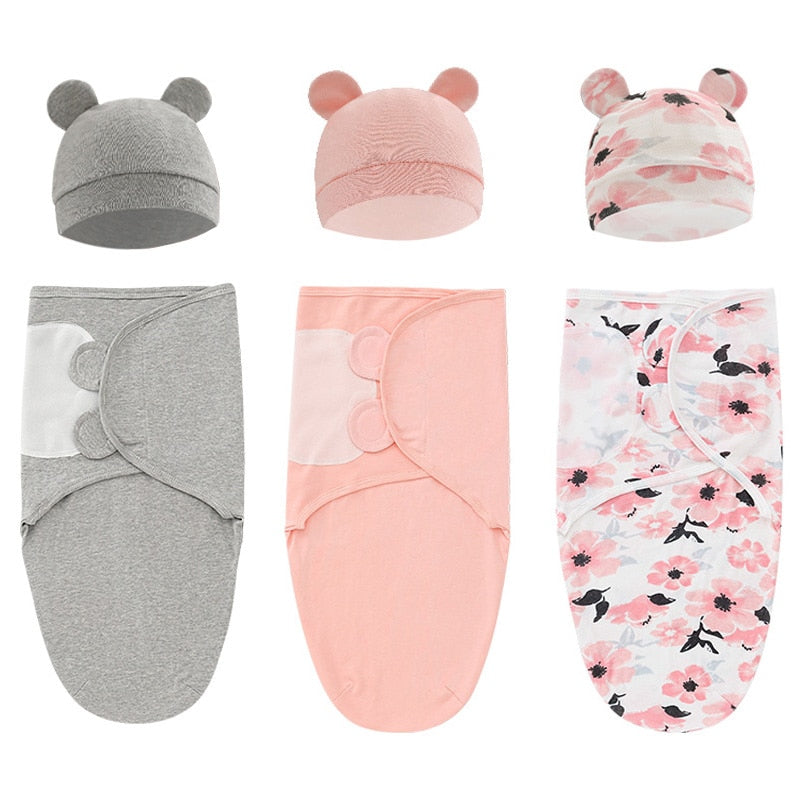 Cotton Swaddle Blanket with Bonnet